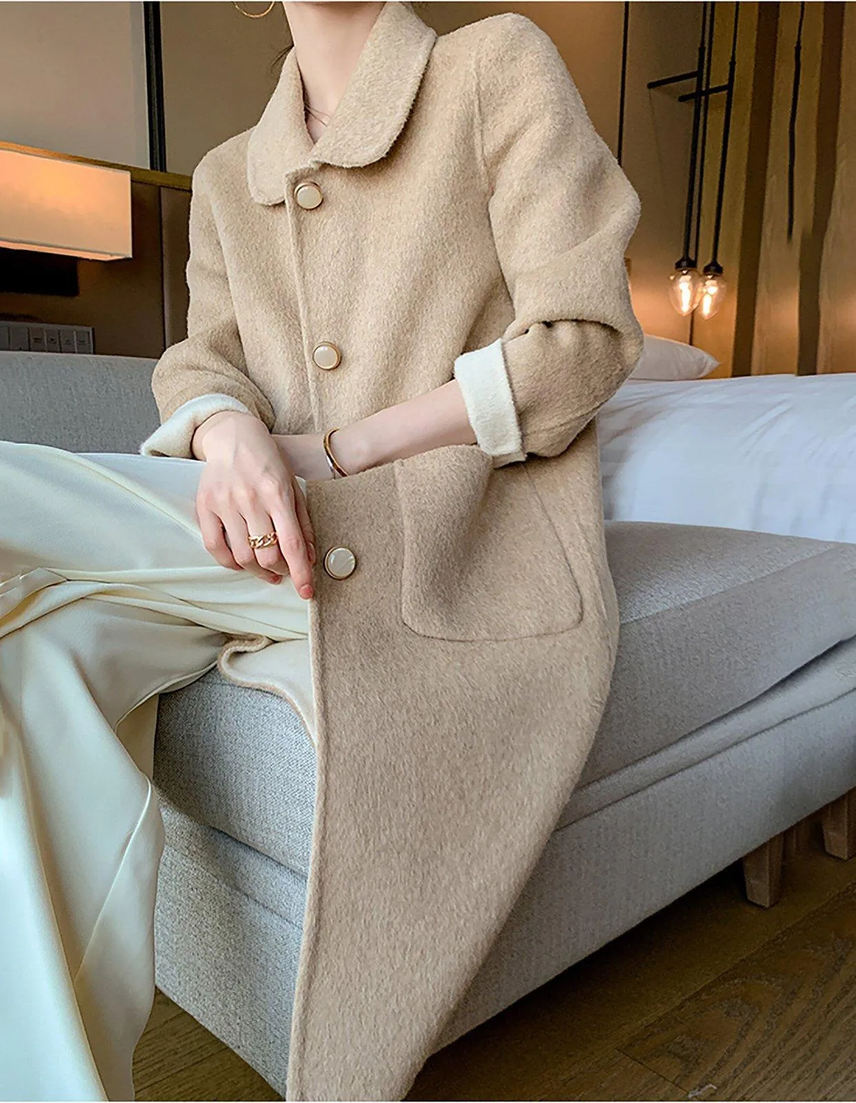 Women Double face Wool coat,Handmade Wool Coat,Blue wool coat,Yellow Wool coat,Winter Coat Women,Pink wool Coat,Wool long coat,Vivian7 W104