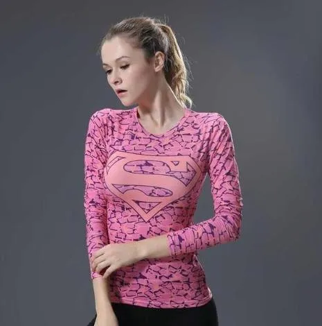 Supergirl 'Pink Onyx' Compression Long Sleeve Rash Guard