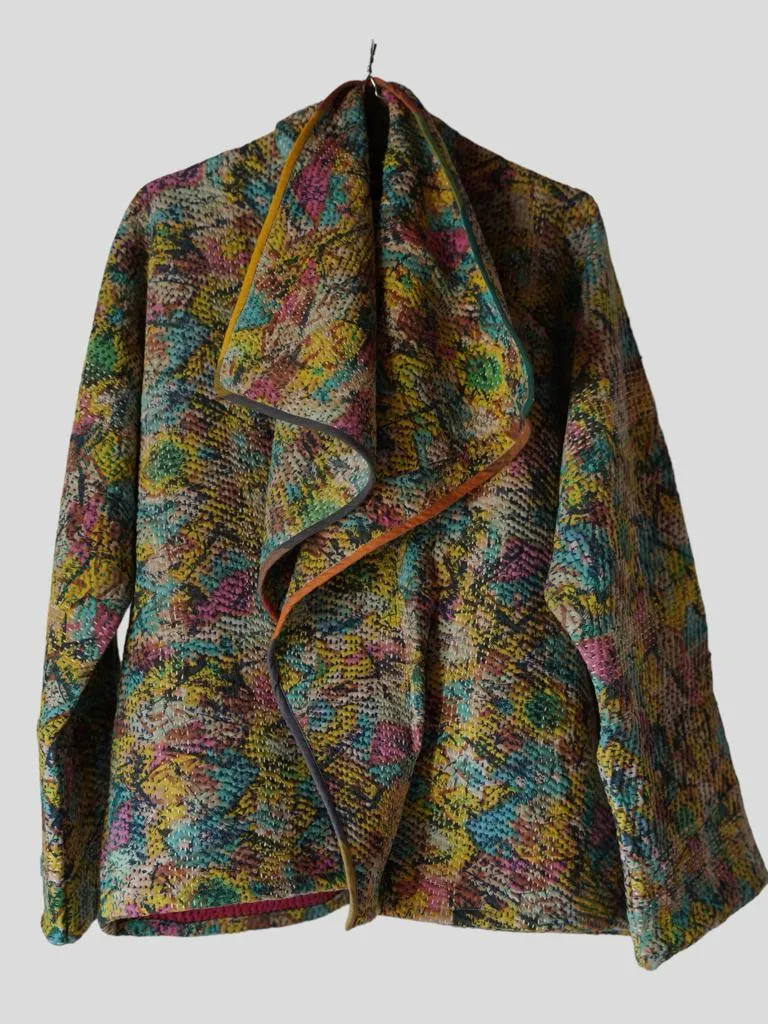 Vintage Drape Kantha Jacket: Free Size