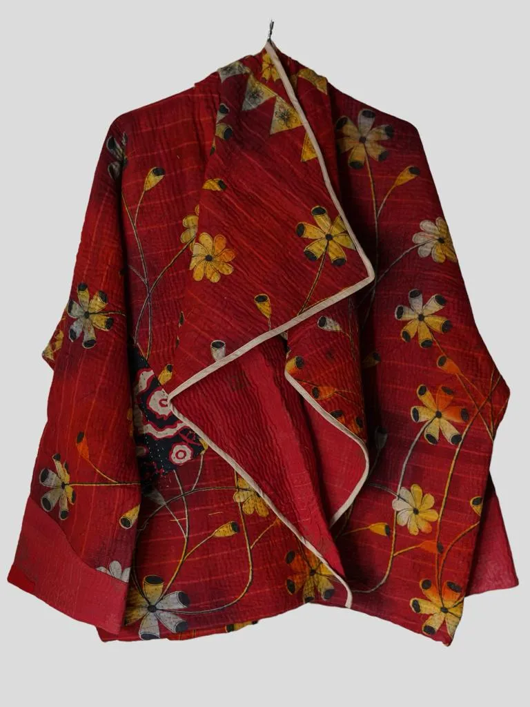 Vintage Drape Kantha Jacket: Free Size