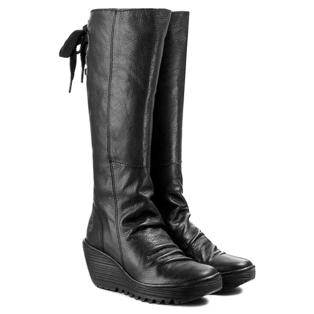 Yust Mousse Leather Women's Wedge Heel Calf Length Boots